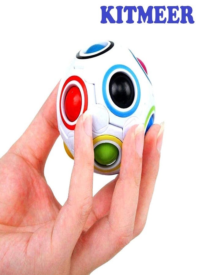 KITMEER Magic Rainbow Ball Goti Fidget Brainteaser Toy Puzzle Cube for 24 Months and Up, Multicolour - Image 3