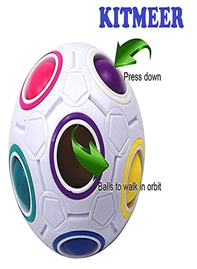 KITMEER Magic Rainbow Ball Goti Fidget Brainteaser Toy Puzzle Cube for 24 Months and Up, Multicolour - Image 5