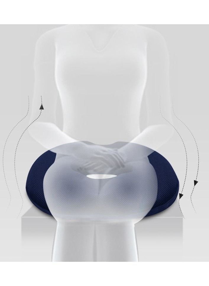 Memory foam seat cushion massage anti hemorrhoids hip push up yoga orthopedic comfort tailbone pillow car office chair pad (dark blue)for women