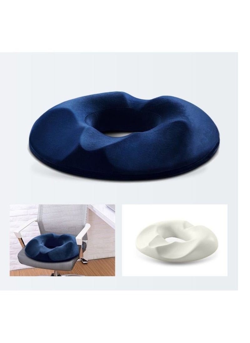 Memory foam seat cushion massage anti hemorrhoids hip push up yoga orthopedic comfort tailbone pillow car office chair pad (dark blue)for women