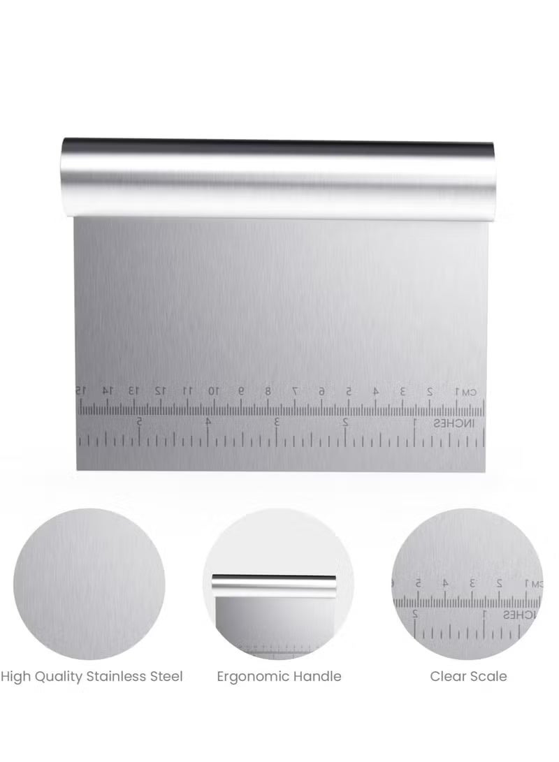 Stainless Steel Dough Scraper and Pastry Cutter with Handle And Measuring Scale Kitchen Bowl Scraper for Pizza, Bread, Baking - Image 5