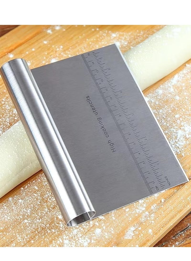 Stainless Steel Dough Scraper and Pastry Cutter with Handle And Measuring Scale Kitchen Bowl Scraper for Pizza, Bread, Baking - Image 3