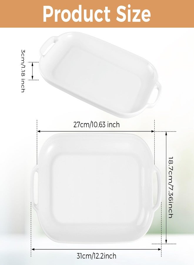 Dyrfolm Ceramic Serving Tray with Handles, 12 Inch Large Platters,Rectangle Serving Platters,Porcelain White Plates for Food, Dessert, Fruit, Party Entertaining, Set of 2 - Image 2