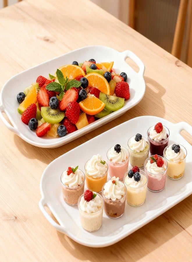 Dyrfolm Ceramic Serving Tray with Handles, 12 Inch Large Platters,Rectangle Serving Platters,Porcelain White Plates for Food, Dessert, Fruit, Party Entertaining, Set of 2 - Image 5