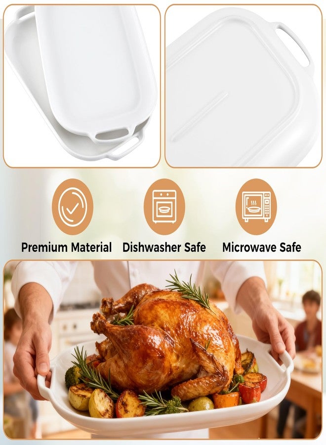 Dyrfolm Ceramic Serving Tray with Handles, 12 Inch Large Platters,Rectangle Serving Platters,Porcelain White Plates for Food, Dessert, Fruit, Party Entertaining, Set of 2 - Image 3