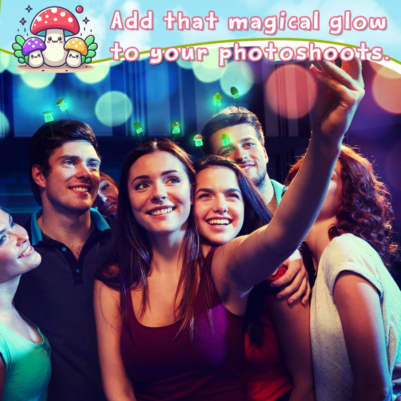 Luinabio 30 Pcs Mini Glow Hair Clips Rave Hair Clips for Women Carnival Music Festival Holiday Party Supplies (Funny Mushroom) - Image 4