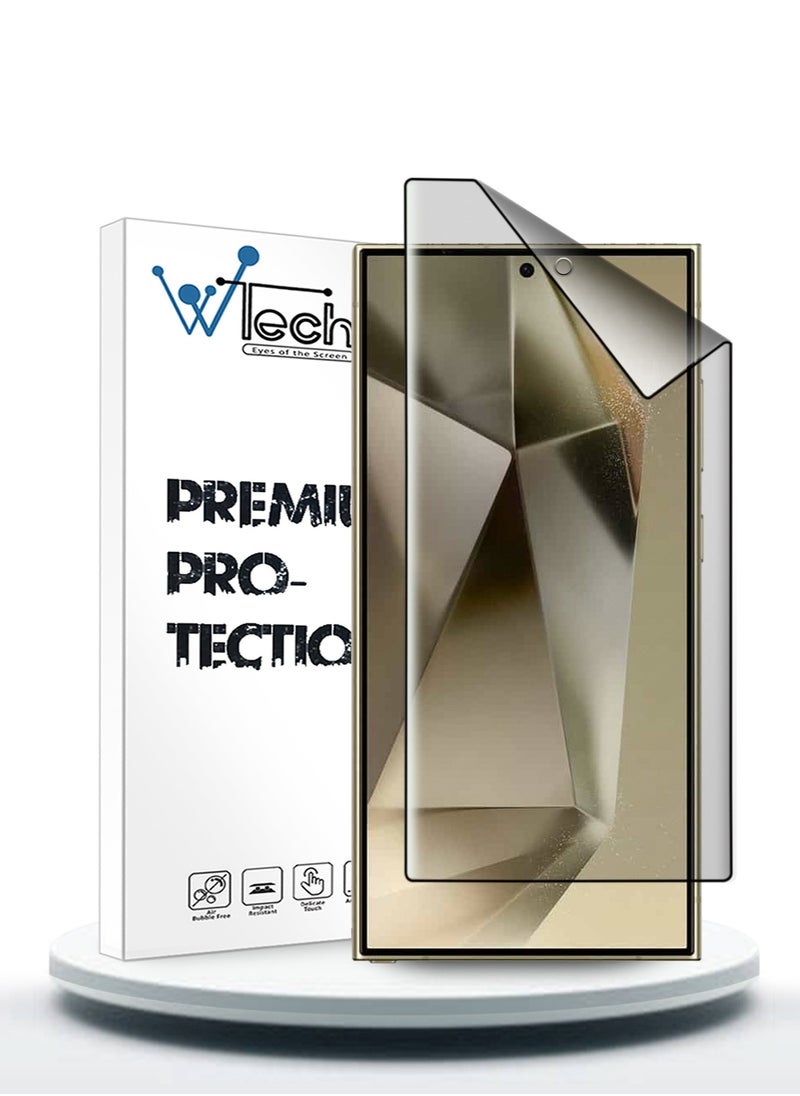 Wtech نانو سيراميك غراء كامل غطاء كامل واقي شاشة مرن غير لامع لهاتف سامسونج جالاكسي S24 الترا 5G 2024 شفاف/أسود  - Image 1
