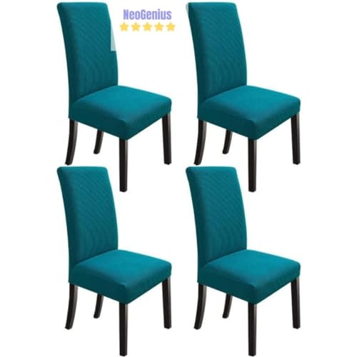 NeoGenius Premium Elegant Dining Room Chair Covers, Slipcovers Set of 6, Spandex Super Fit Stretch Removable Washable Chair Covers, Protector -for Dining Room (Dining Chair Covers_Peackock Green, 6) - Image 3