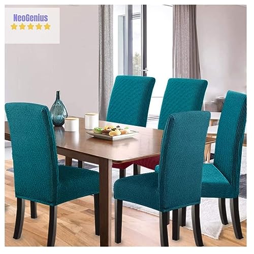 NeoGenius Premium Elegant Dining Room Chair Covers, Slipcovers Set of 6, Spandex Super Fit Stretch Removable Washable Chair Covers, Protector -for Dining Room (Dining Chair Covers_Peackock Green, 6) - Image 2