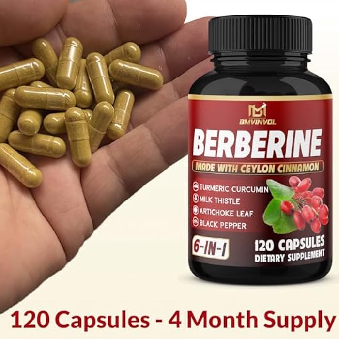 BMVINVOL Berberine, Ceylon Cinnamon, Turmeric, Milk Thistle, Artichoke, Black Pepper - 120 Capsules for Digestion, Immunity [4-Month Supply] - Image 3