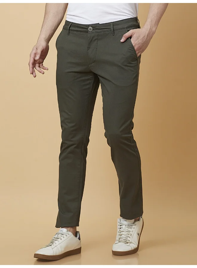Being Human Mens Military Green Slim Fit Chinos