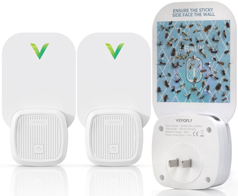 VEYOFLY (Starter Kit) Fly Catcher Indoor, Fly Trap, (2 Device + 6 Refills) Fruit Fly Traps for Indoors, Gnat Traps for House Indoor, Bug Killer, Fly Trap, Plug in Light Flying Insect Trap - Image 1