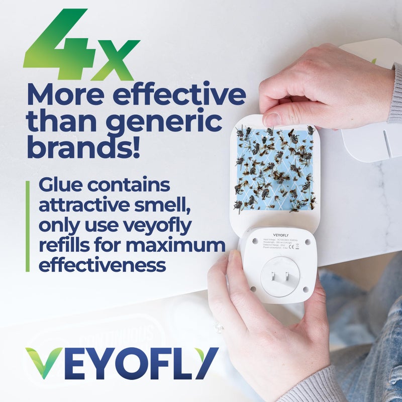 VEYOFLY (Starter Kit) Fly Catcher Indoor, Fly Trap, (2 Device + 6 Refills) Fruit Fly Traps for Indoors, Gnat Traps for House Indoor, Bug Killer, Fly Trap, Plug in Light Flying Insect Trap - Image 5