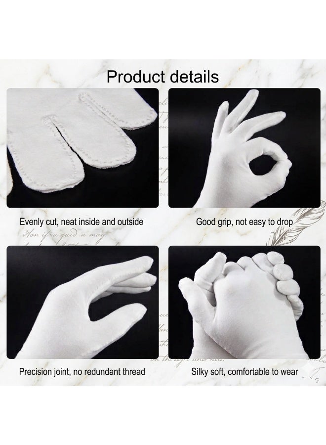 Soft White Cotton Gloves for Jewelry Inspection and Everyday Use, 10x23cm - Image 2