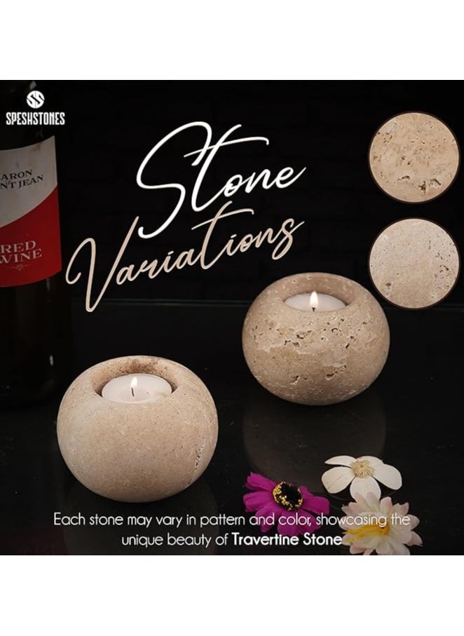 RADICALn Tealight Candle Holder 3'' Inches Travertine Handmade Votive Candle Holder - Stone Tea Light Holder, Travertine Votive Holder, Stone Candle Holder, Votive Tealight Candles Holder  - Image 3