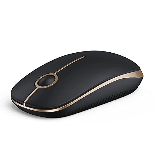 VssoPlor Wireless Mouse, 2.4G Slim Portable Computer Laptop Mouse with Nano Receiver Quiet Silent Optical Mice for Notebook, PC, Laptop, Computer-Black and Gold - Image 1
