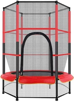 Generic 55" Trampoline With Safety Enclosure Net, Soft Elastic Rope Design, Safe Secure Sturdy Durable Tear Resistance, Heavy Duty Steel Frame (140 cm)  - Image 1