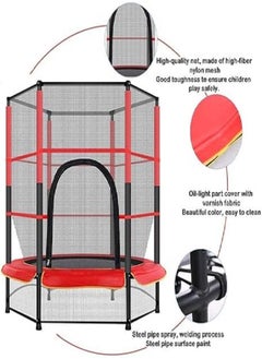 Generic 55" Trampoline With Safety Enclosure Net, Soft Elastic Rope Design, Safe Secure Sturdy Durable Tear Resistance, Heavy Duty Steel Frame (140 cm)  - Image 3
