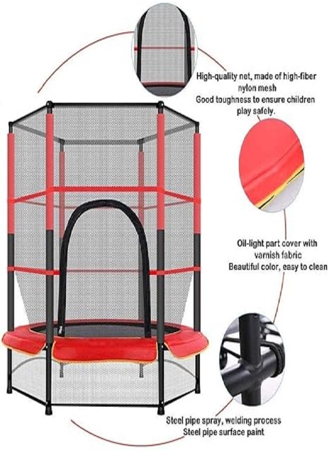 Generic - 55" Trampoline With Safety Enclosure Net, Soft Elastic Rope Design, Safe Secure Sturdy Durable Tear Resistance, Heavy Duty Steel Frame (140 cm) - Image 1