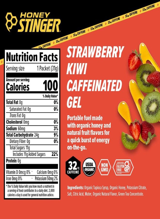 Honey Stinger Organic Strawberry Kiwi Energy Gel, Caffeinated & Gluten Free, for Exercise, Running and Performance, Sports Nutrition for Home & Gym, Pre and Mid Workout, 12 Pack, 13.2 Ounce - Image 2