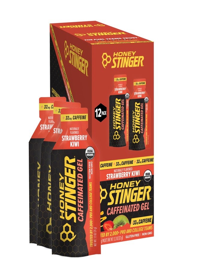 Honey Stinger Organic Strawberry Kiwi Energy Gel, Caffeinated & Gluten Free, for Exercise, Running and Performance, Sports Nutrition for Home & Gym, Pre and Mid Workout, 12 Pack, 13.2 Ounce - Image 1