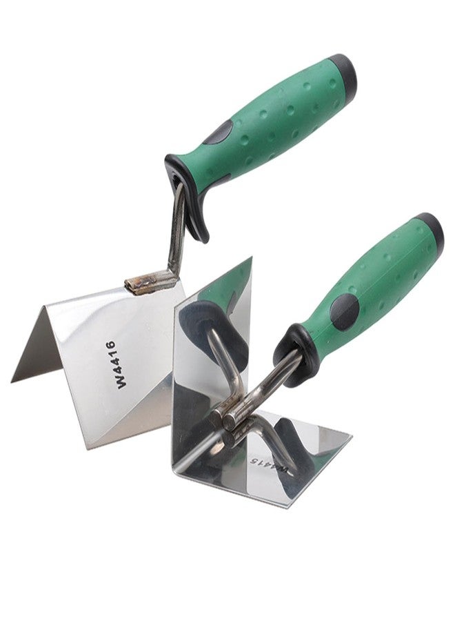Tookie 2pcs/set Corner Trowel, 80 x 60 mm Stainless Steel Inner and Outer Corner Trowel, Edge Trowel with Comfortable Grip, Corner- Spatula Lining Plastering Trowel Angled Hand Tool for Home and Industrial - Image 1