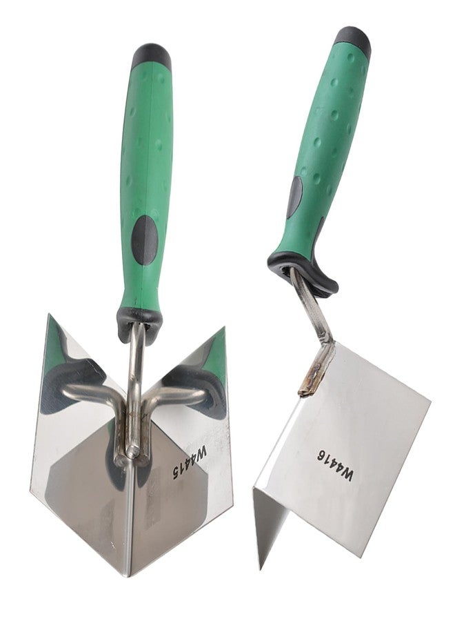 Tookie 2pcs/set Corner Trowel, 80 x 60 mm Stainless Steel Inner and Outer Corner Trowel, Edge Trowel with Comfortable Grip, Corner- Spatula Lining Plastering Trowel Angled Hand Tool for Home and Industrial - Image 2