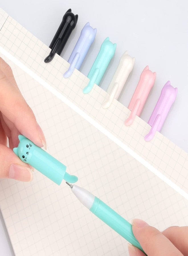 Bribobo 6 Pack Colorful Cat Pens Kawaii Gel Pens 0.5mm Black Ink Ballpoint Pens for School Supplies - Image 4