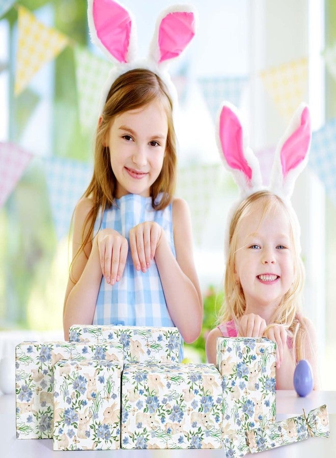 Bolsome 60 Shees Easter Bunny Tissue Paper Blue Floral Rabbit Butterfly Printed Tissue Paper for Gift Wrapping for Spring Holidays Easter Party DIY Craft Supplies, 20 × 14 Inches - Image 3