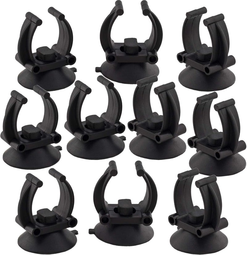 OIIKI 10 PCS Aquarium Heater Suction Cups with Clips Air Hose Tube Holders Clamps for Fish Tank Black - Image 1