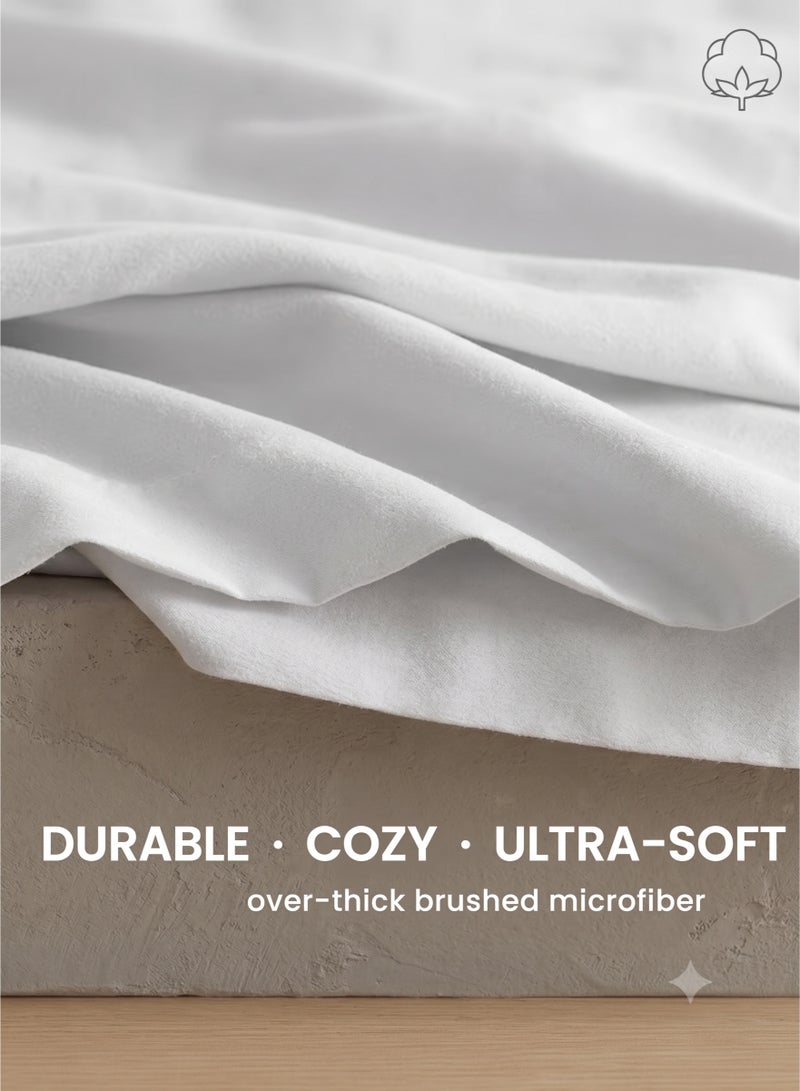 ZEESQUARE Luxury 4-Piece White Striped Bed Sheet Set | Hotel Style Bedding Set with Flat Sheet, Fitted Sheet & 2 Pillow Covers | Soft Breathable Bedding for King, Queen & Single Size Beds - Image 2