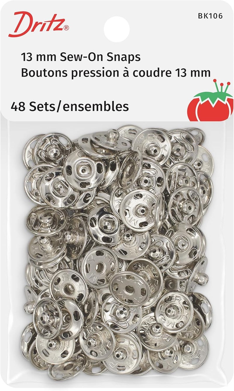 Dritz Sew On Snaps Nickel 48 Sets Fasteners Size 3 48ct - Image 1