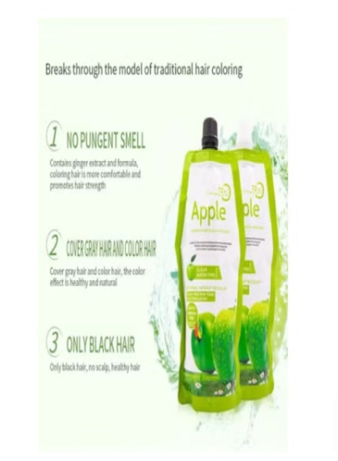 Apple Fruit Extract 72HR Long Lasting Natural Black Hair Color cream - 500ml*2 - Image 3
