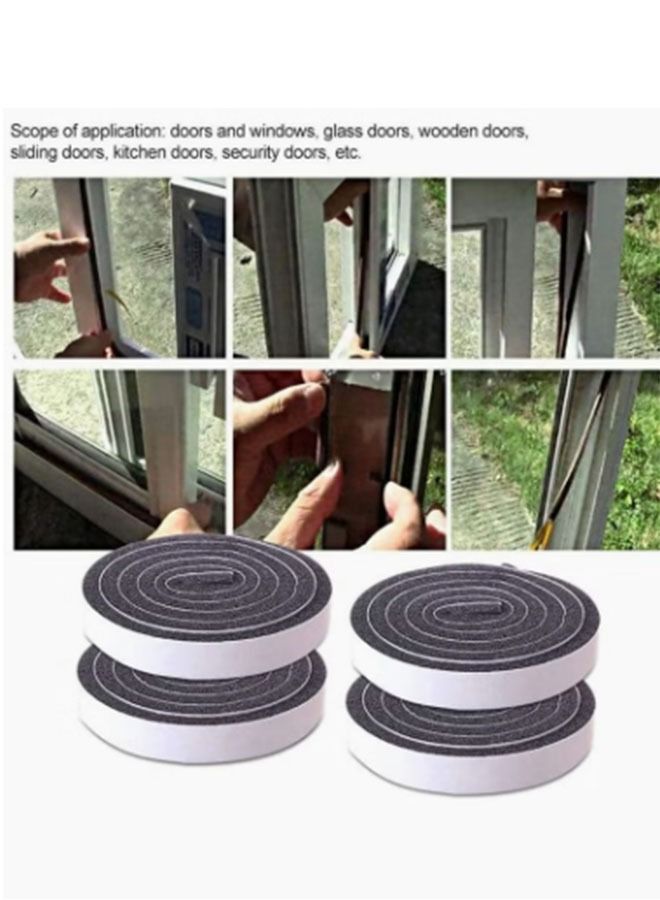 Seal Tape, Strong Adhesive Soundproof Shockproof Gap Sealing Foam Rubber, Weather Stripping Strip Tape for Home Window Door Draught Excluder Air Conditioner 8 Rolls of 1M Long Each - Image 5