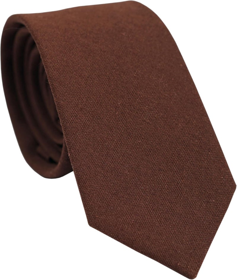 BELLUNO Men's Skinny Ties, Cotton Linen Blend 2.5 inch Solid Neckties - Image 1