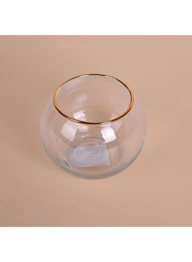 erorex Clear Round Glass Vase Gold Line Transparent - Image 3