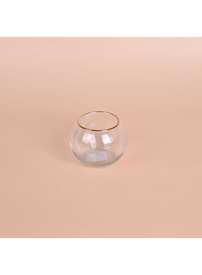erorex Clear Round Glass Vase Gold Line Transparent - Image 2