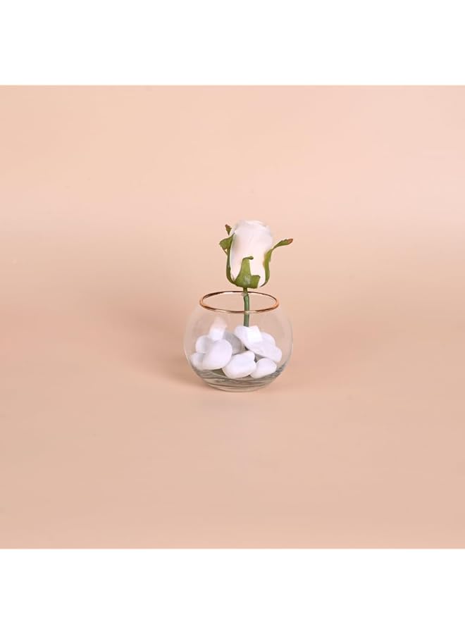 erorex Clear Round Glass Vase Gold Line Transparent - Image 1