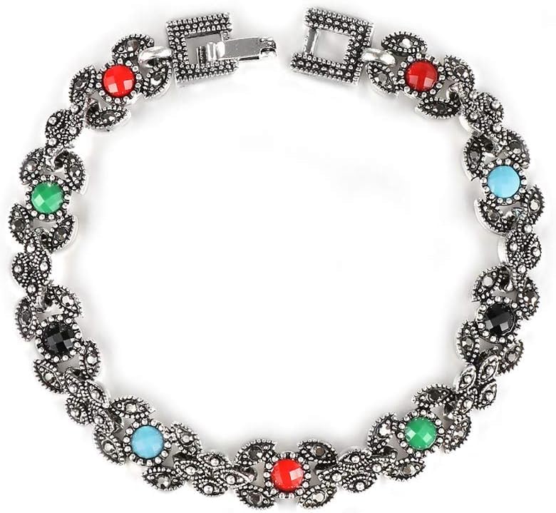 YouBella مجموعة مجوهرات للنساء مستوحاة من المشاهير سوار فضي مطلي للبنات والنساء (YBBN_92110) (متعدد الألوان) - Image 2