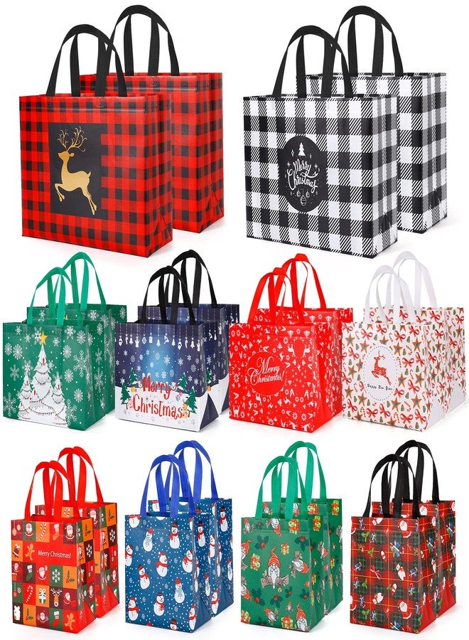 YANGTE 20 Pack Christmas Gift Bags Assorted Sizes, Reusable Tote Bags with Handle, Includes 4 Large 8 Medium 8 Small Non-Woven Christmas Bags for Xmas Party Favors - Image 1