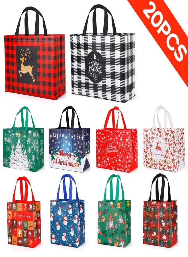 YANGTE 20 Pack Christmas Gift Bags Assorted Sizes, Reusable Tote Bags with Handle, Includes 4 Large 8 Medium 8 Small Non-Woven Christmas Bags for Xmas Party Favors - Image 3