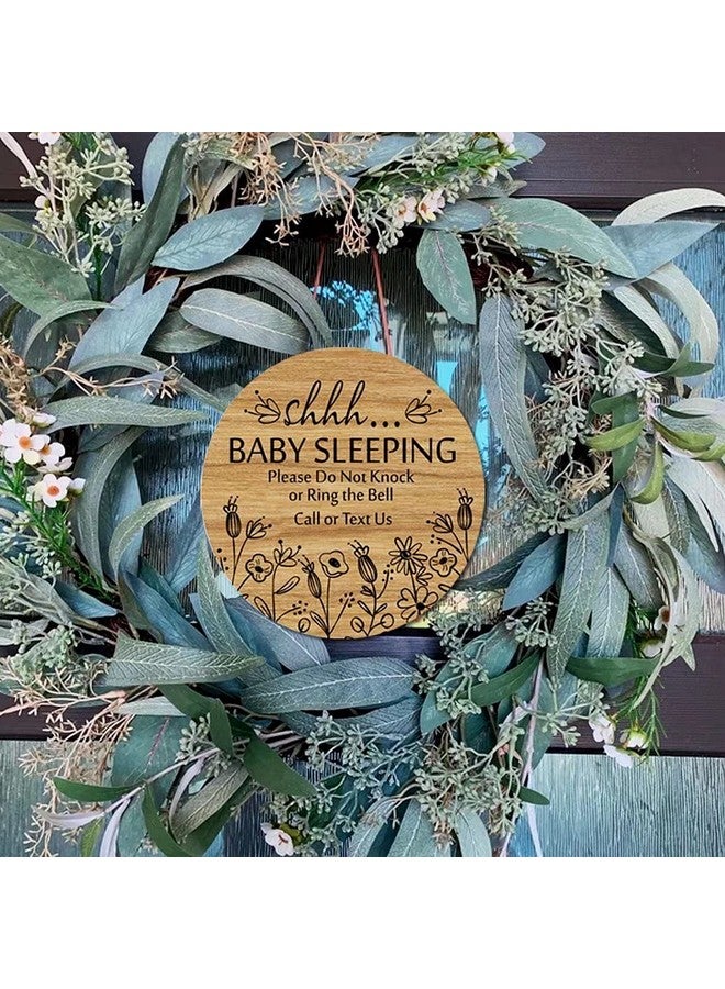 BATTOO Shhh... Baby Sleeping Hanging Sign Plaque, Do Not Knock Or Ring The Bell, Round Rustic Wooden Door Hanger for Baby Room, Nursery, Kindergarten, Bedroom, Door Knob Door Bell Decor - Image 3