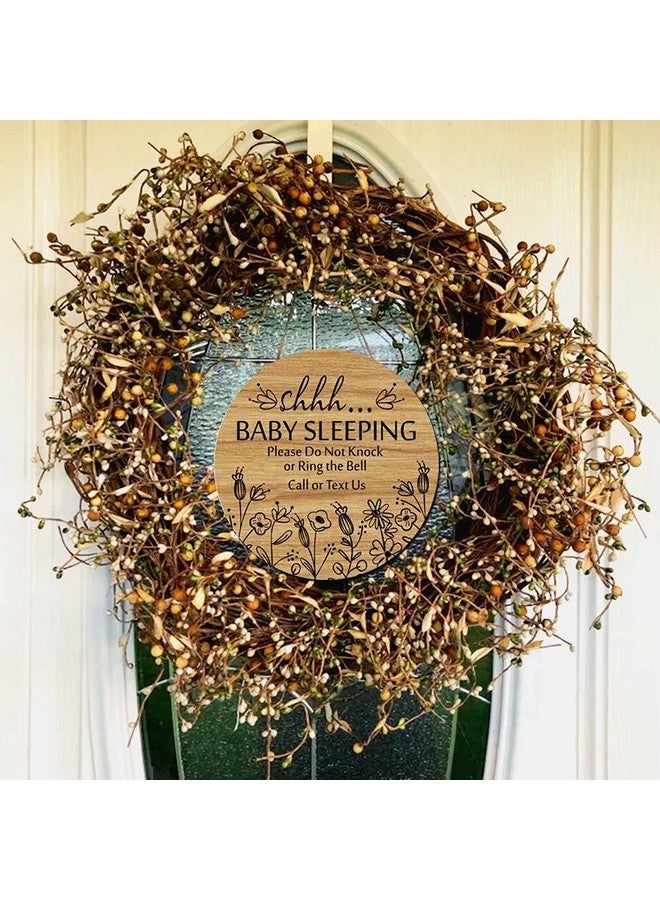 BATTOO Shhh... Baby Sleeping Hanging Sign Plaque, Do Not Knock Or Ring The Bell, Round Rustic Wooden Door Hanger for Baby Room, Nursery, Kindergarten, Bedroom, Door Knob Door Bell Decor - Image 2