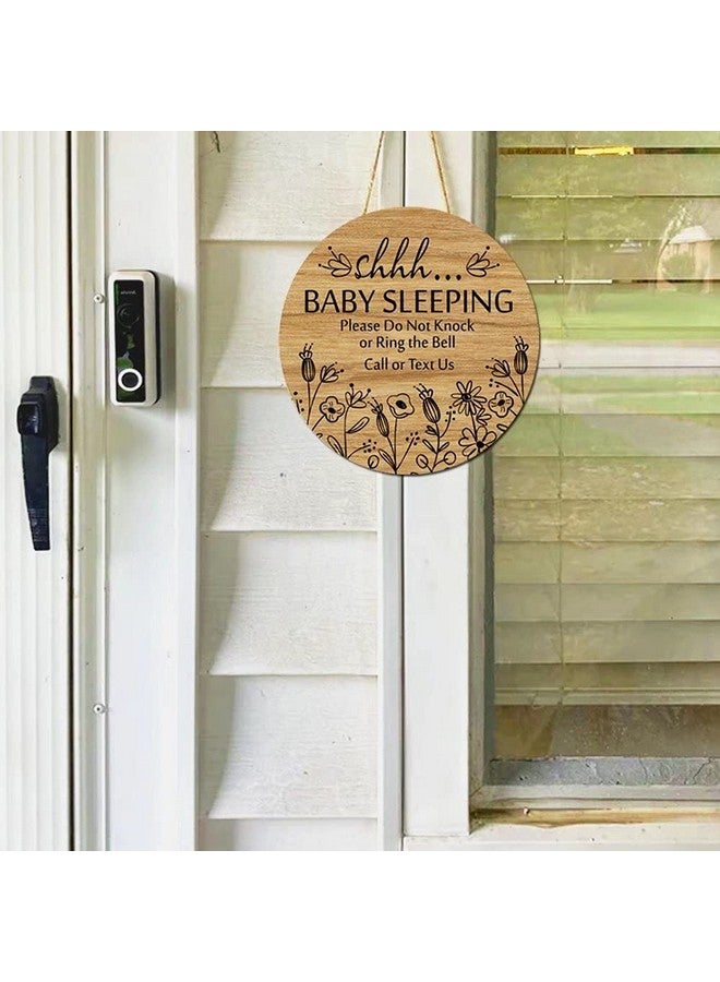 BATTOO Shhh... Baby Sleeping Hanging Sign Plaque, Do Not Knock Or Ring The Bell, Round Rustic Wooden Door Hanger for Baby Room, Nursery, Kindergarten, Bedroom, Door Knob Door Bell Decor - Image 4