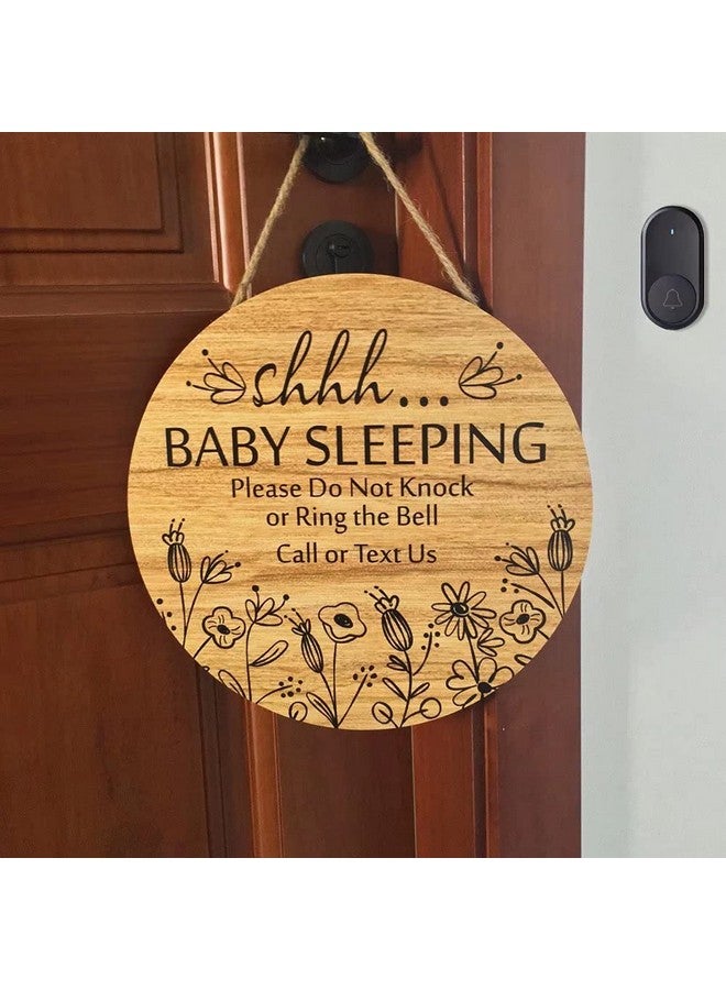 BATTOO Shhh... Baby Sleeping Hanging Sign Plaque, Do Not Knock Or Ring The Bell, Round Rustic Wooden Door Hanger for Baby Room, Nursery, Kindergarten, Bedroom, Door Knob Door Bell Decor - Image 5