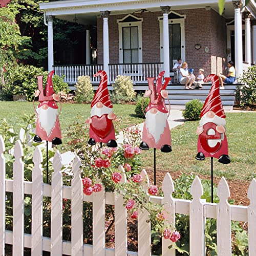 Ridota Valentines Day Decorations, 4 Pcs Valentines Yard Signs, Metal Stakes Valentines Day Outdoor Decorations, Love Gnome Decor for Valentines Day Outside Lawn Decorations - Image 3