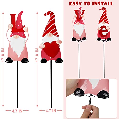 Ridota Valentines Day Decorations, 4 Pcs Valentines Yard Signs, Metal Stakes Valentines Day Outdoor Decorations, Love Gnome Decor for Valentines Day Outside Lawn Decorations - Image 2