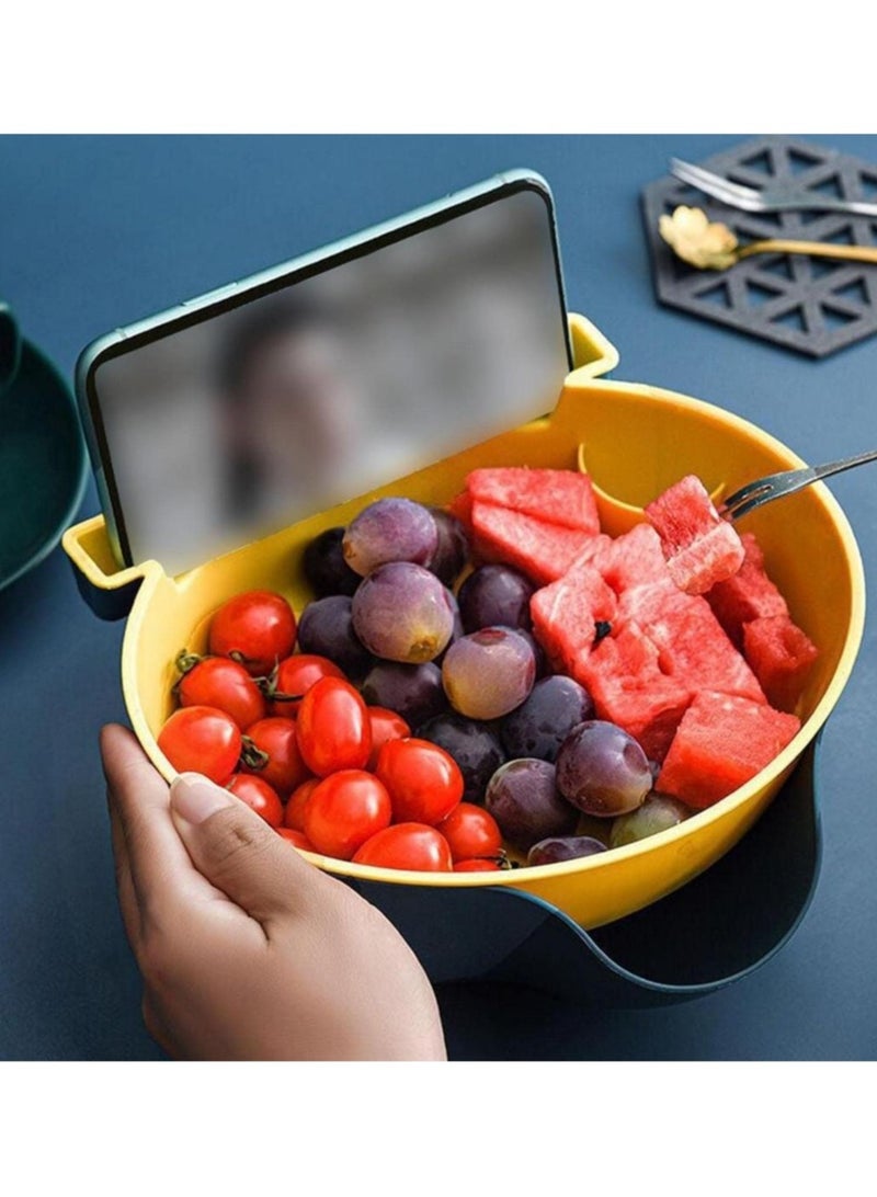 DARIYAH Lazy Snack Bowl with Phone Holder Double Dish Nut Bowl Fruit Tray For Pistachio Edamame Cherries Candy XQ-023 - Image 1