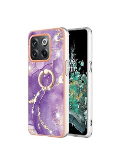 Case Cover For For OnePlus 10T 5G / Ace Pro Electroplating Marble IMD Phone Case with Ring Holder(Purple 002)