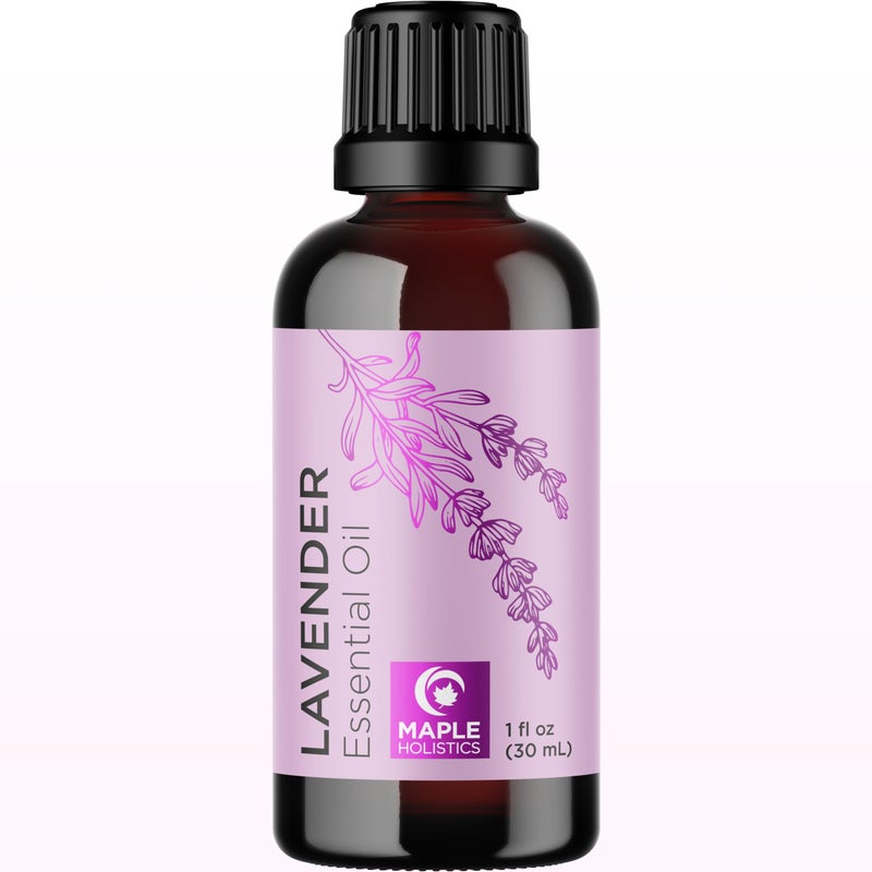 Maple Holistics Pure Lavender Essential Oil - Lavender Oil for Hair Skin and Nails Plus Aromatherapy Diffusers Humidifiers Linens and Baths for at Home Spa Self Care - Premium Grade Non-GMO in Glass Bottle (1 Fl Oz) - Image 1